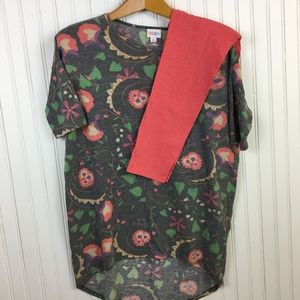 Lularoe Outfit Irma, OS leggings Floral Heathered